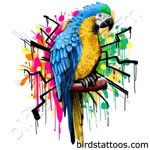 Wonderful Colorful Parrot Tattoo Design