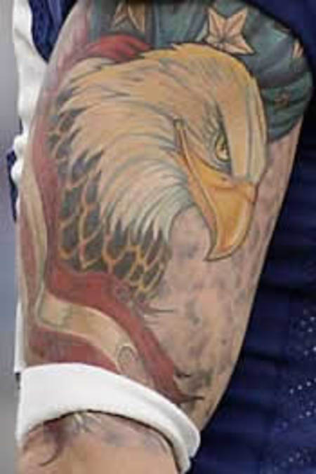 Amazing American Flag In Eagle Tattoo Design For Half Sleeve
