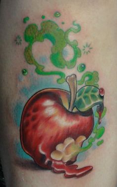 Amazing Apple Bite Tattoo Design