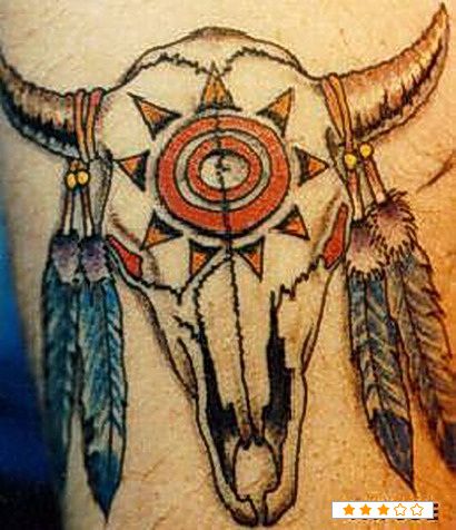 American Bull Skull Tattoo Design