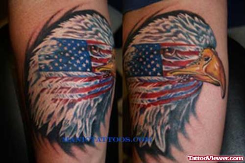 American Flag In Eagle Head Tattoo Design