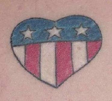 American Flag In Heart Tattoo Design
