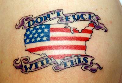 American Flag With Banner Tattoo Design