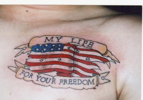 American Flag With Banner Tattoo Design