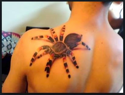Animated 3D Spider Tattoo On Left Back Shoulder