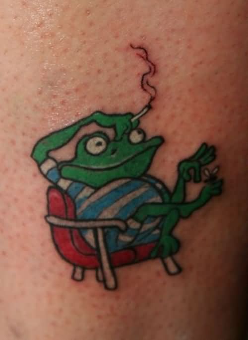 Animated Cartoon Frog Tattoo Design