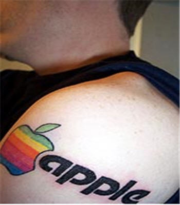 Apple - Colorful Apple Logo Tattoo On Man Shoulder