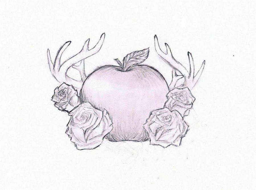 Apple With Roses Tattoo Design