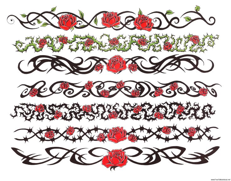 Awesome Roses Armband Tattoo Stencil