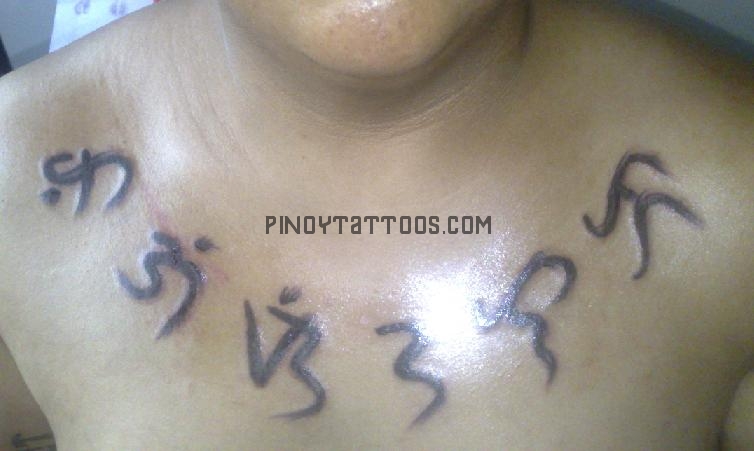 Baybayin Tattoo On Chest For Men