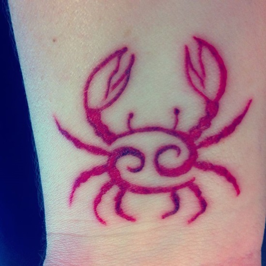 Beautiful Color Ink Cancer Zodiac Crab Tattoo On Wrist