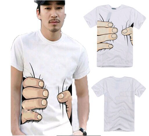 Big Hand Printed Tshirt For Men Funny Image
