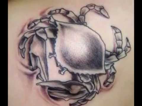 Black And Grey Cancer Crab Tattoo Image