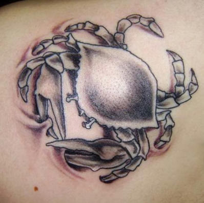 Black And Grey Cancer Tattoo Image