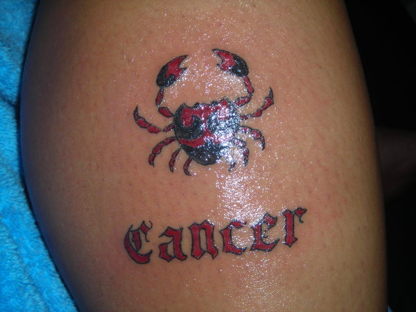Black And Red Ink Cancer Zodiac Tattoo by Tattoo Cultr