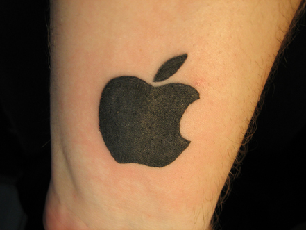 Black Apple Logo Tattoo Design