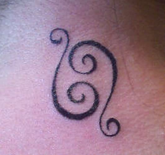Black Cancer Zodiac Symbol Tattoo