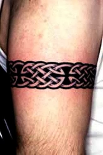 Black Celtic Armband Tattoo On Bicep