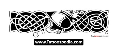 Black Celtic Bird Armband Tattoo Stencil