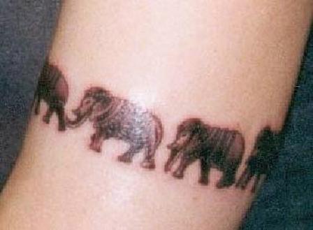 Black Elephant Armband Tattoo Design