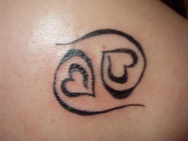 Black Ink Zodiac Cancer Tattoo