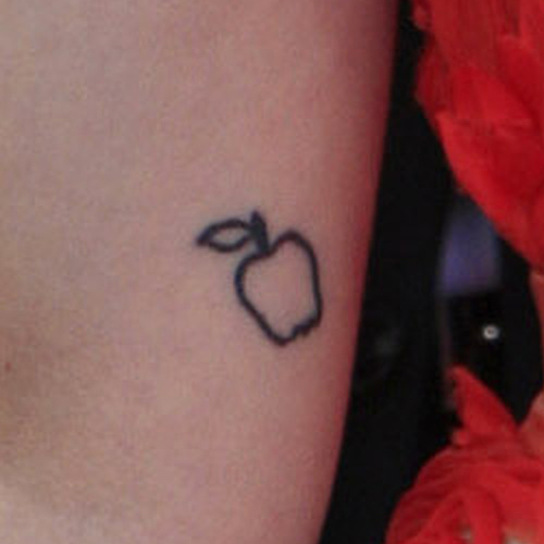 Black Little Outline Apple Tattoo Design