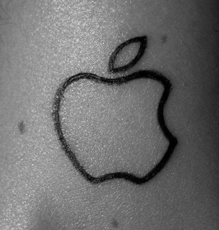 Black Outline Apple Logo Tattoo Design