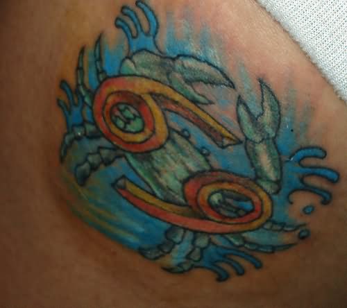 Blue Crab And Cancer Zodiac Tattoo Image