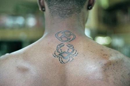 Cancer Zodiac Tattoos On Man Upper Back
