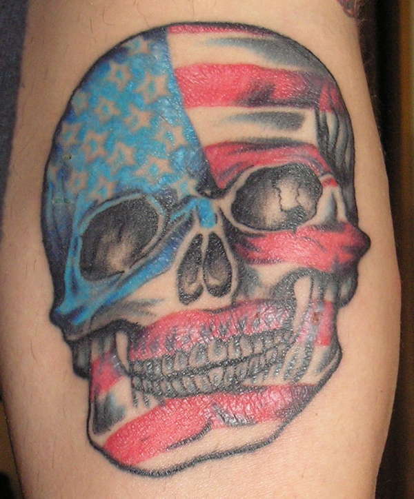 Cool American Flag Skull Tattoo Design