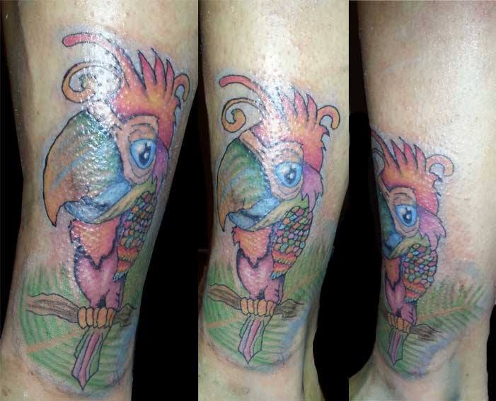 Cool Colorful Parrot Tattoo Design