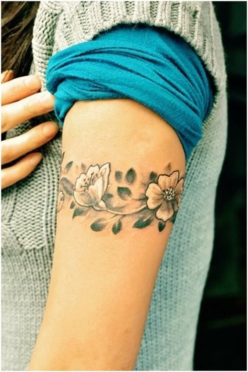 Cool Flowers Armband Tattoo On Half Sleeve