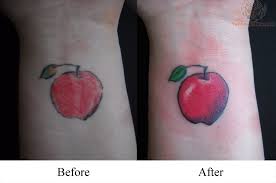 Cool Red Apple Tattoo Design For Wrist