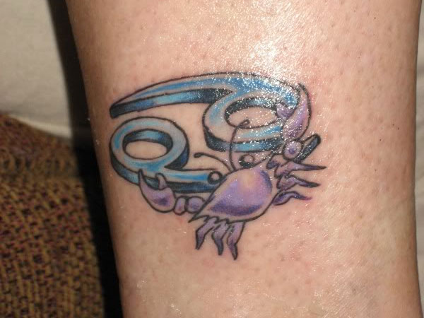 Crab And Cancer Tattoo On Sleeve