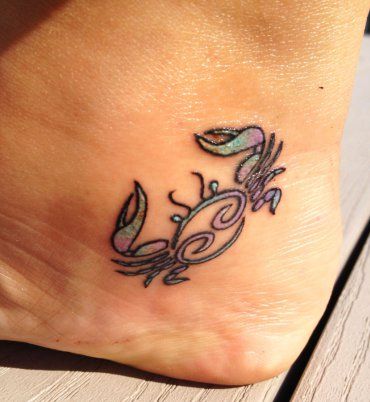 Cute Cancer Zodiac Tattoo On Heel