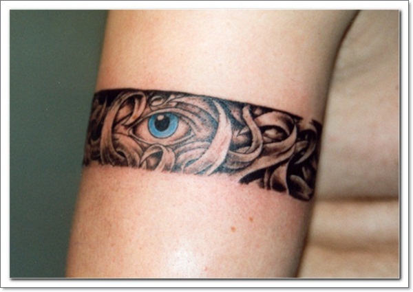 Eye In Black Armband Tattoo Design For Bicep