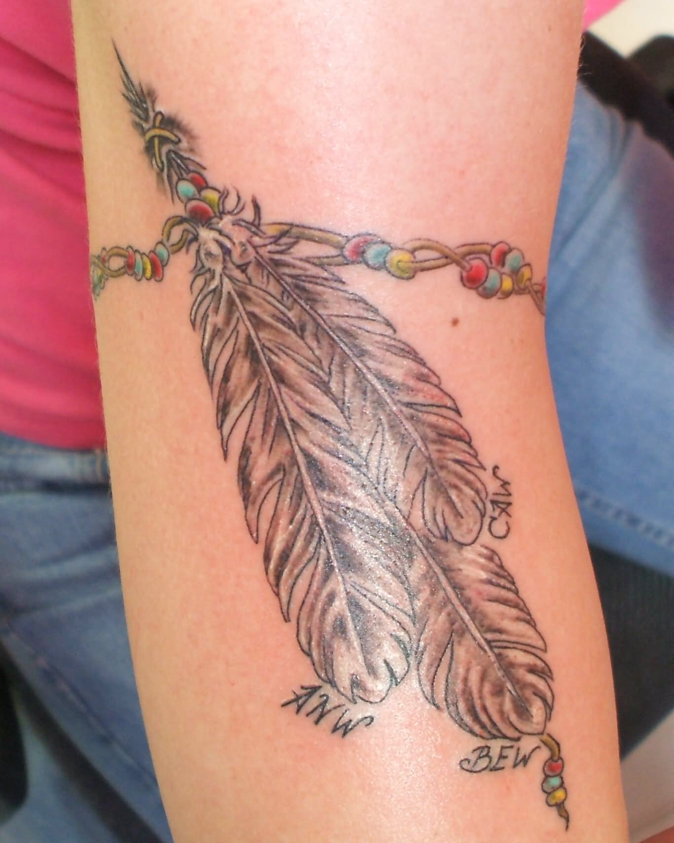 Feather Armband Tattoo Design For Bicep