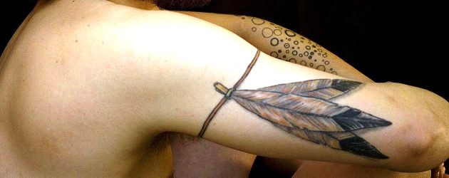 Feather Armband Tattoo On Right Half Sleeve
