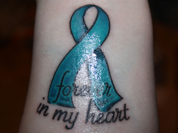 Forever In My Heart Cancer Ribbon Tattoo