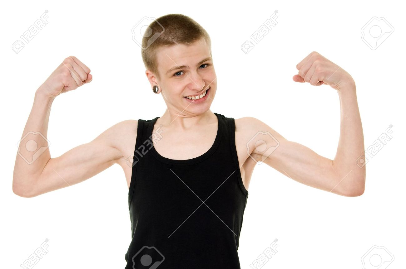 Funny Teen Showing Biceps