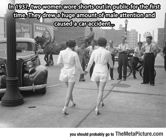 Funny Vintage Girls Wearing Shorts