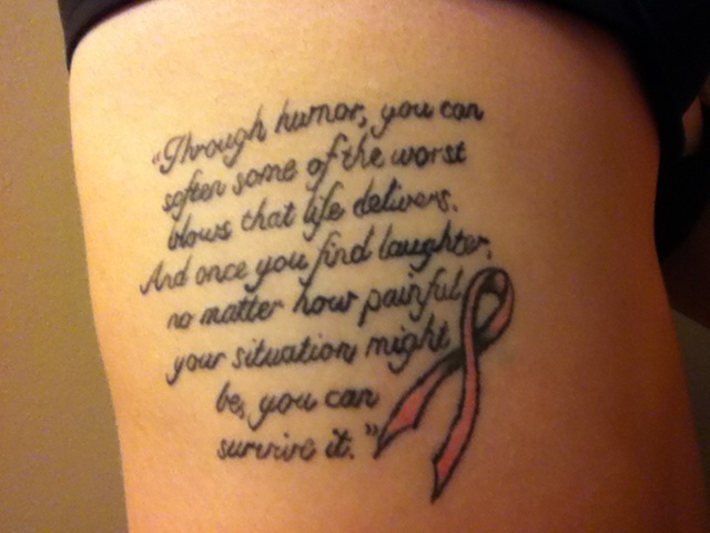 Girl Have Cancer Quote Tattoo On Side Rib