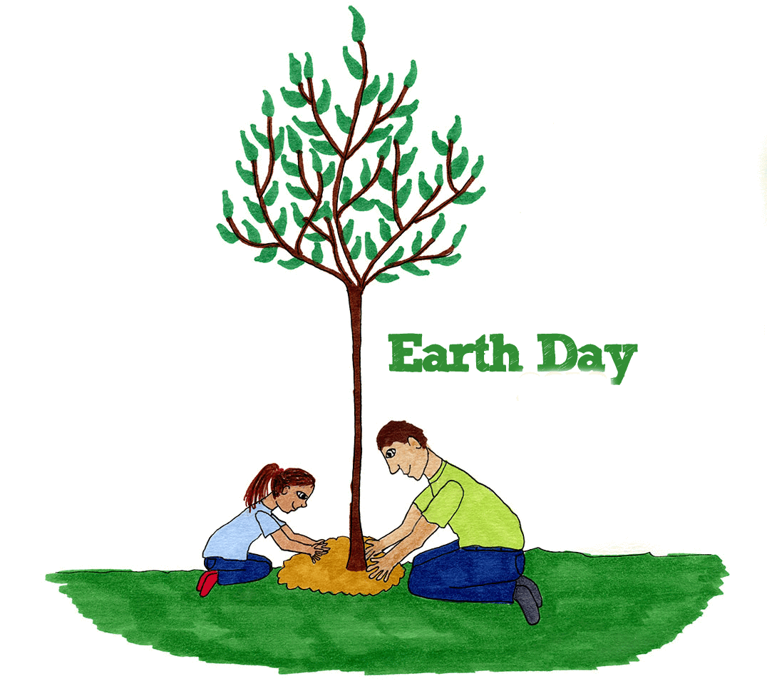 Growing Tree On Earth Day Cartoon