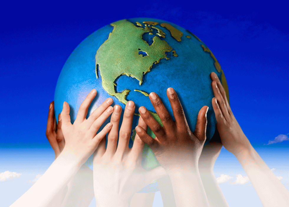 Hands Holding Earth Globe Happy Earth Day