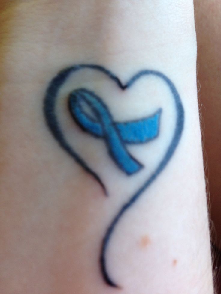 Heart And Ribbon Cancer Tattoo On Wrist