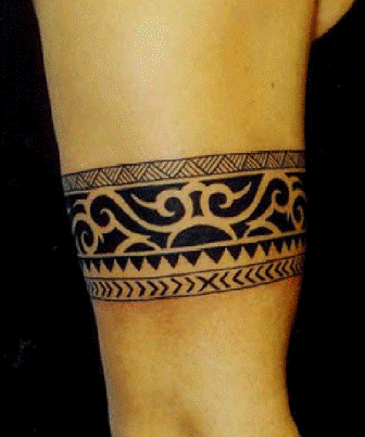 Inspiring Black Armband Tattoo Design For Bicep