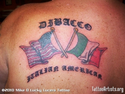 Italian And American Flag Tattoo Design