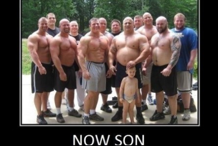 Kid With Funny Muscular Men Picture
