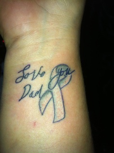 Love You Dad Lung Cancer Tattoo On Wrist