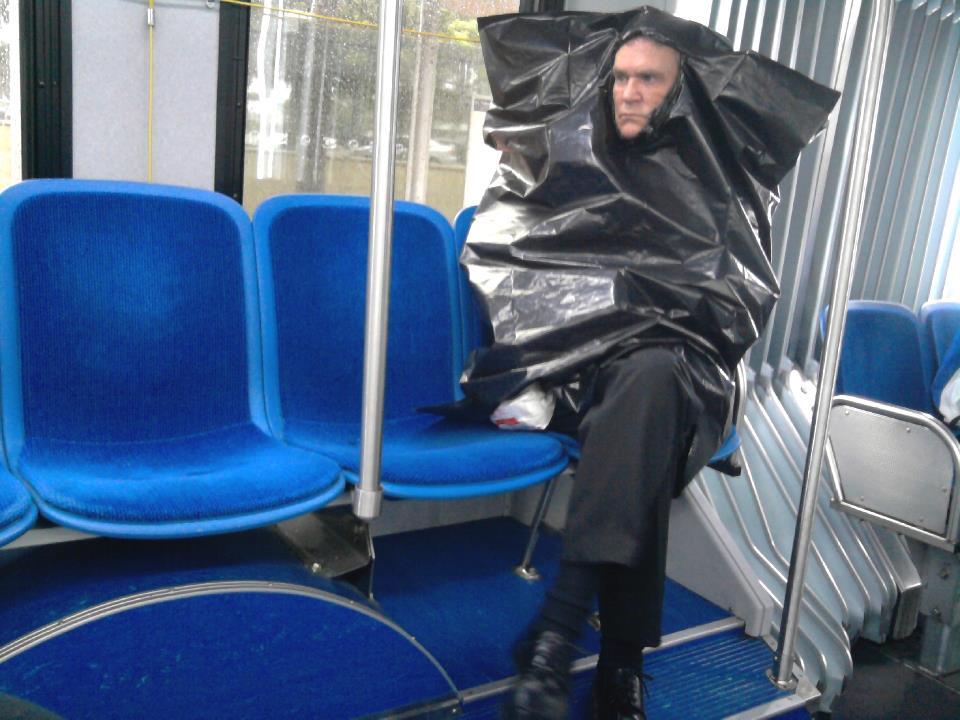 Man In Trash Bag Funny Picture